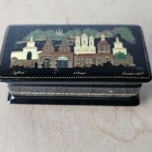 Russian  Hand Painted Lacquer Trinket Box